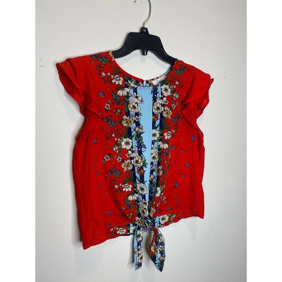 twine & string Tops Twine String Red Print Blouse Large Poshmark